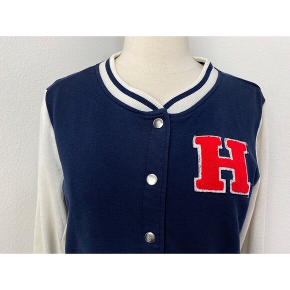 Ambiance Womans Jacket Large Bomber Academia Fleece Letter H School  Snaps Flaws - Picture 2 of 14